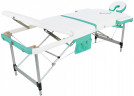 Стол массажный складной алюминиевый JFAL01A 3-секционный белый/бирюзовый